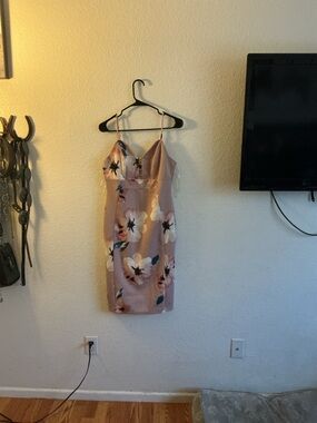 Floral Spaghetti-Strap Midi Dress in Blush Pink